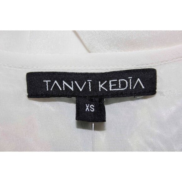 Tanvi Kedia $178 Sz XS Cream Multi Color Beaded Batwing Sleeve Rayon Top - Picture 5 of 11